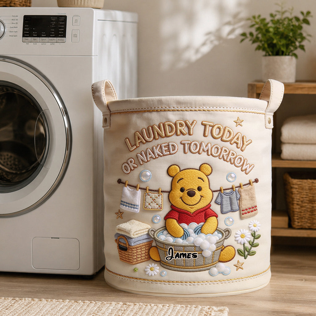 Personalized Yellow Bear Laundry Basket Custom Name Gift Laundry Basket GradoCreations