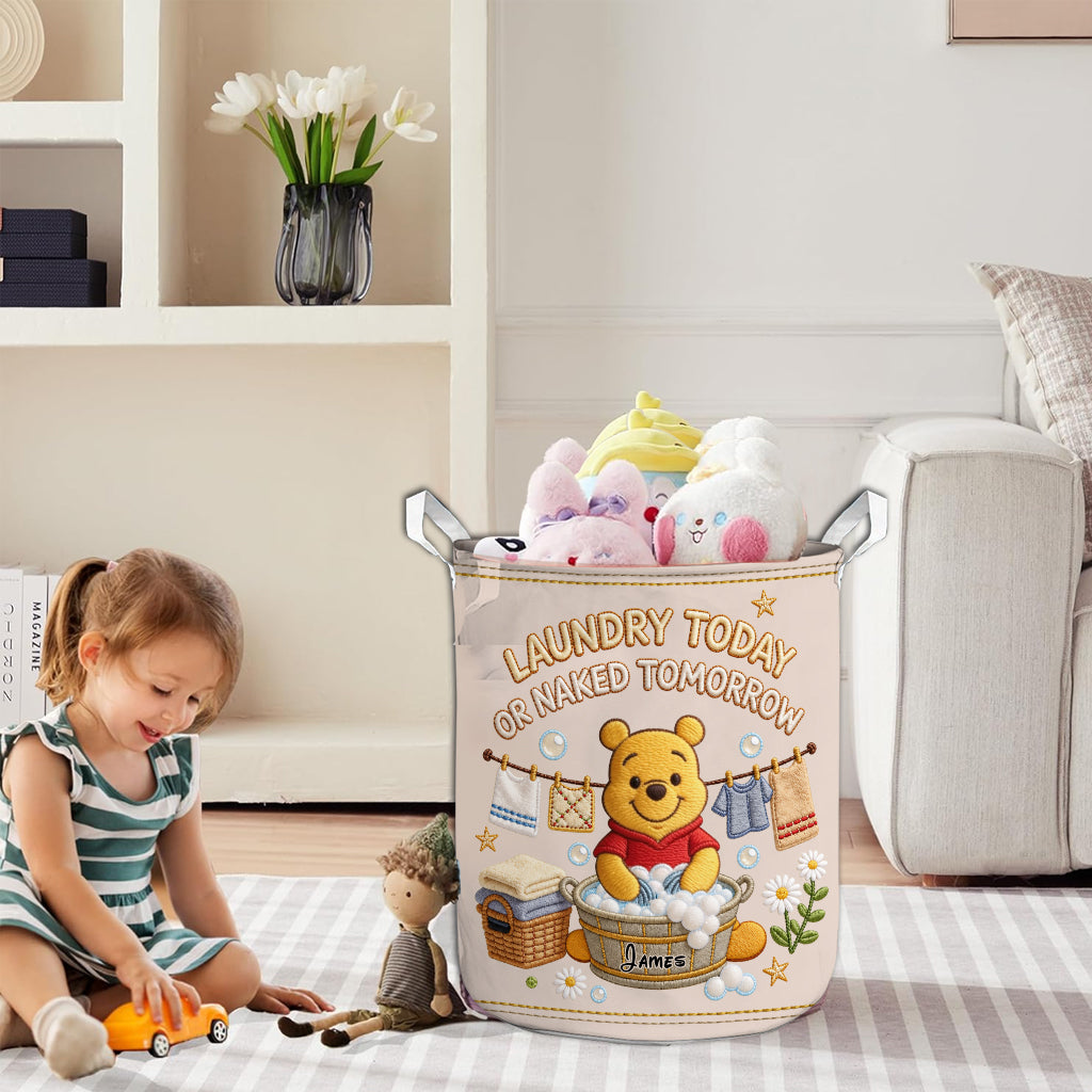 Personalized Yellow Bear Laundry Basket Custom Name Gift Laundry Basket GradoCreations