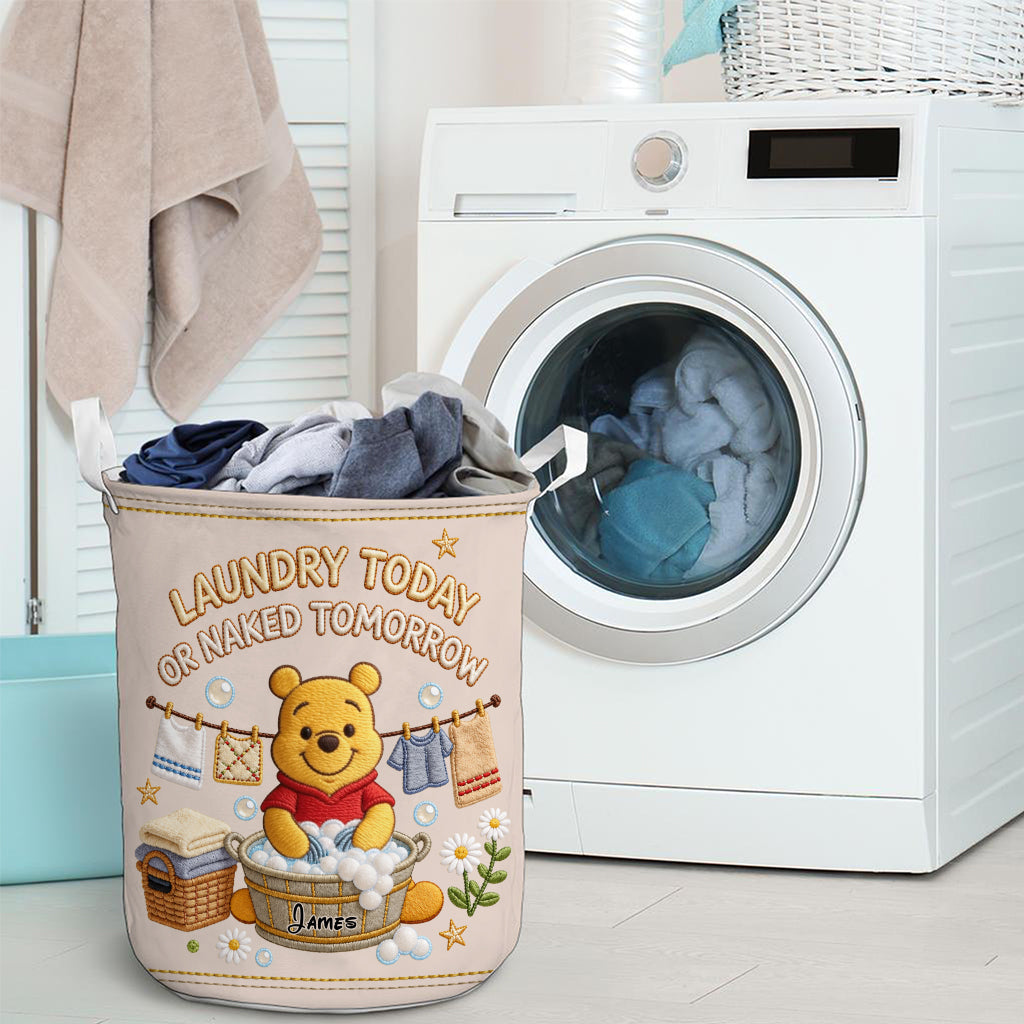 Personalized Yellow Bear Laundry Basket Custom Name Gift Laundry Basket GradoCreations