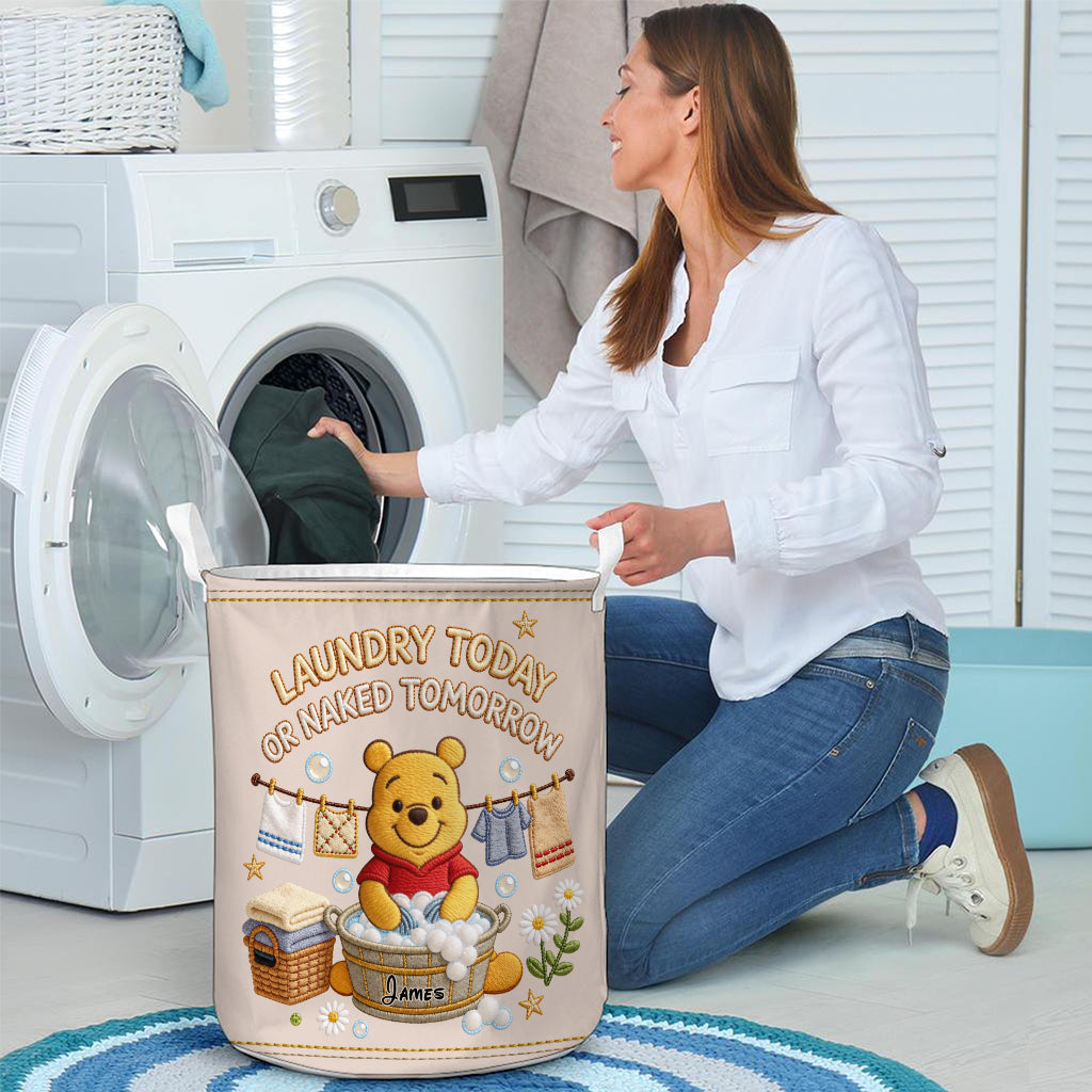 Personalized Yellow Bear Laundry Basket Custom Name Gift Laundry Basket GradoCreations