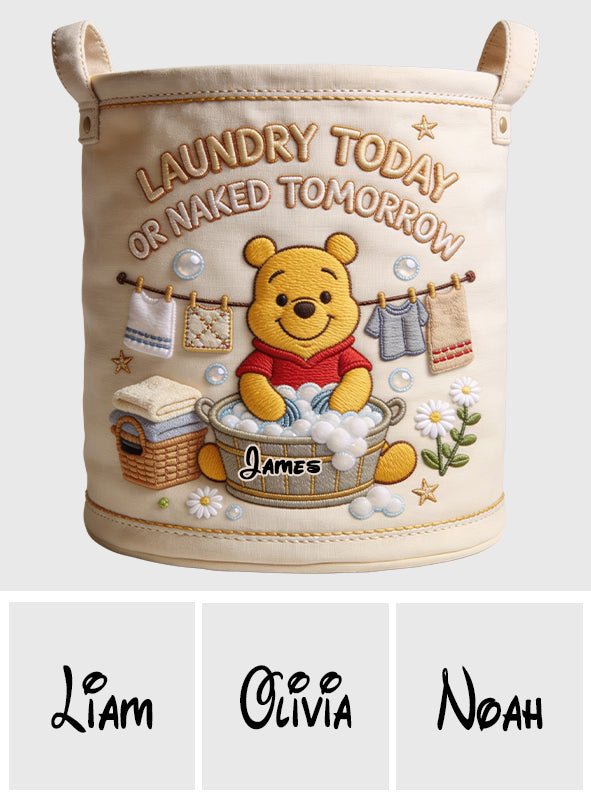 Personalized Yellow Bear Laundry Basket Custom Name Gift Laundry Basket GradoCreations
