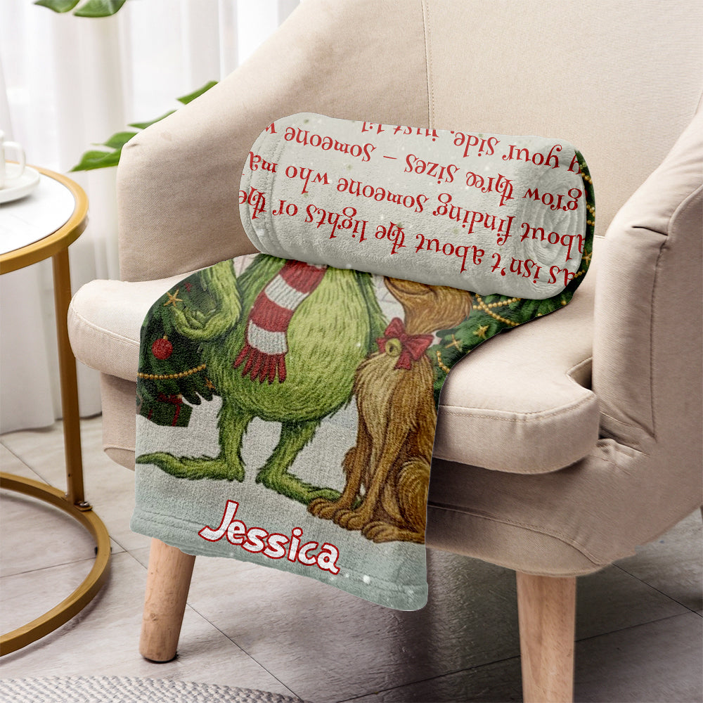 Personalized Christmas Blanket Grinch Design Custom Name Gift Blanket GradoCreations