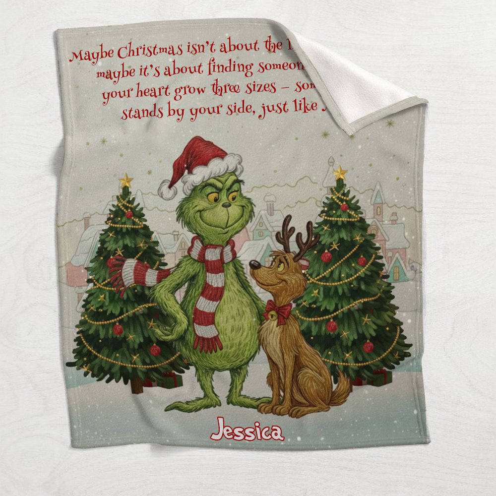 Personalized Christmas Blanket Grinch Design Custom Name Gift Blanket GradoCreations