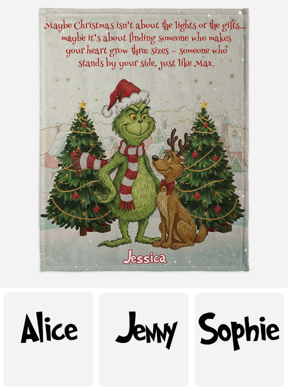Personalized Christmas Blanket Grinch Design Custom Name Gift Blanket GradoCreations