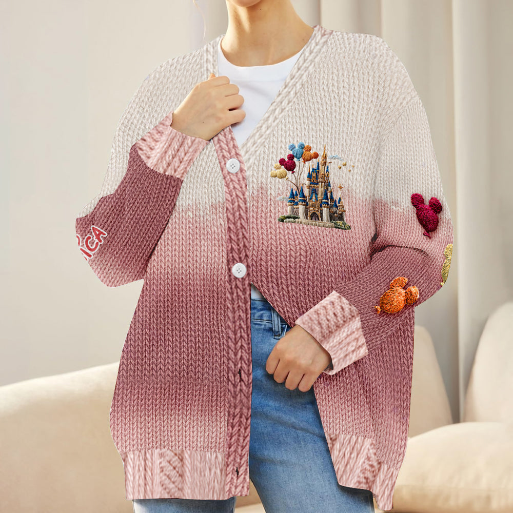 Personalized Disney Castle Cardigan Sweater for Women Cardigan Sweater GradoCreations