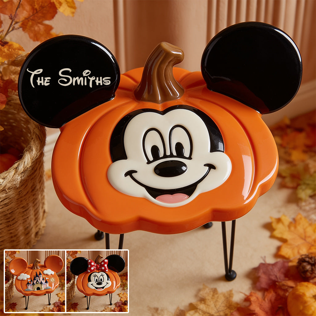 Personalized Pumpkin Shaped Table with Mickey Ears Custom Gift Table Custom Shape GradoCreations