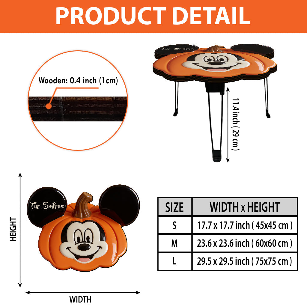 Personalized Pumpkin Shaped Table with Mickey Ears Custom Gift Table Custom Shape GradoCreations