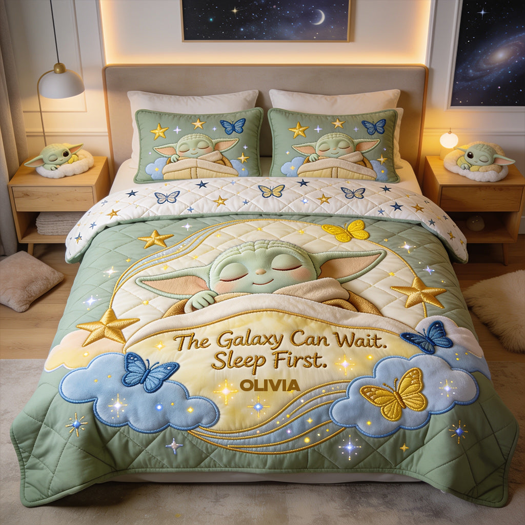 Personalized Baby Yoda Bedding Set Custom Name Gift for Kids Bedding Set GradoCreations