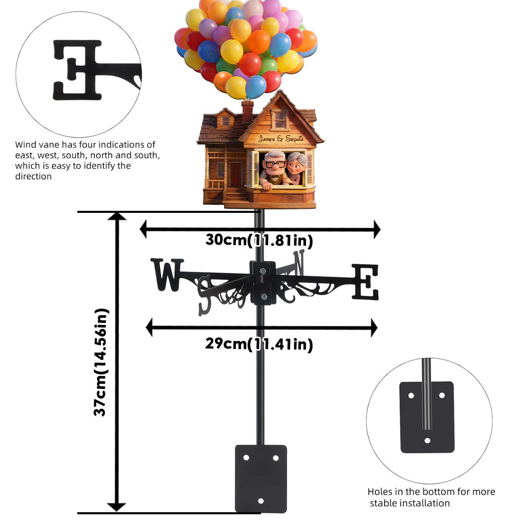 Personalized Up Movie Couple Weather Vane Gift for Couples Weather Vane GradoCreations