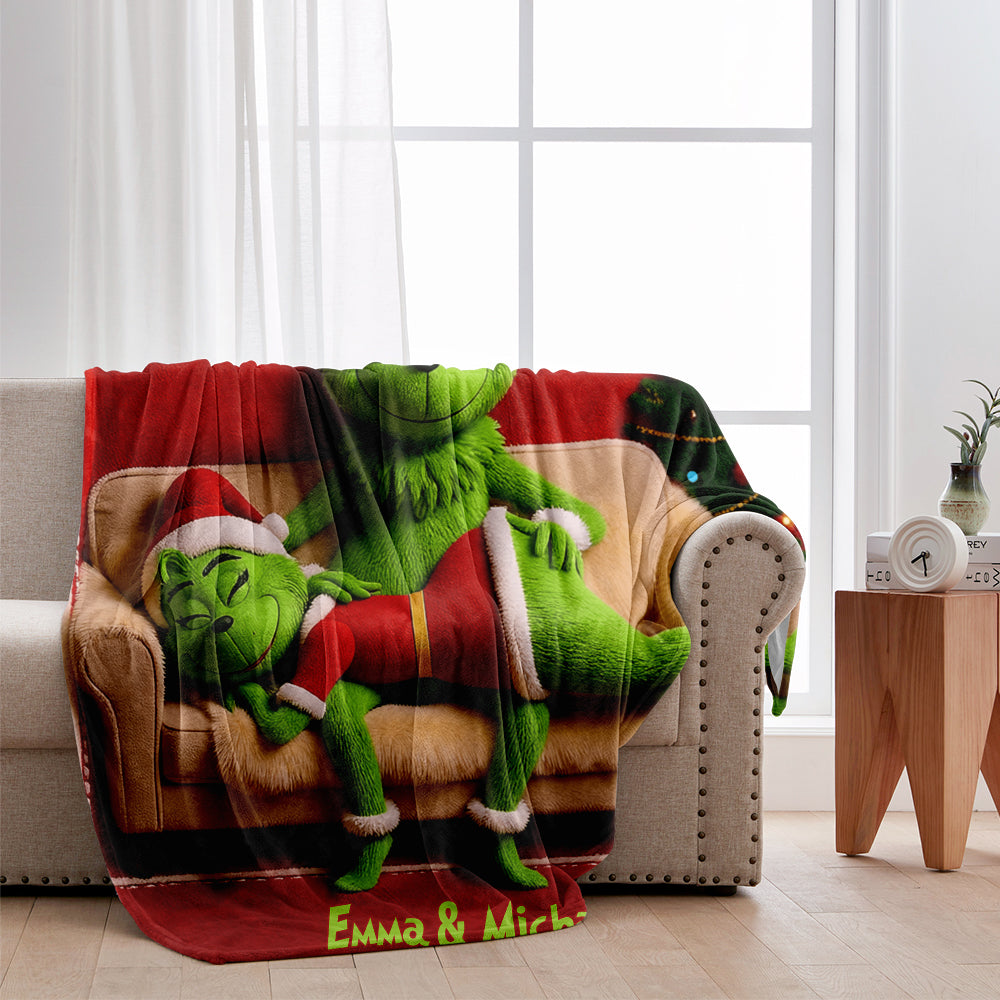 Personalized Merry Grinchmas Blanket Custom Gift for Couple Blanket GradoCreations