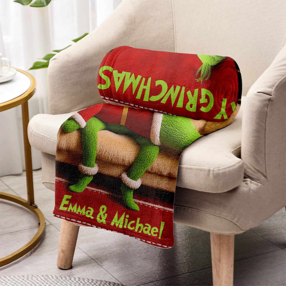 Personalized Merry Grinchmas Blanket Custom Gift for Couple Blanket GradoCreations