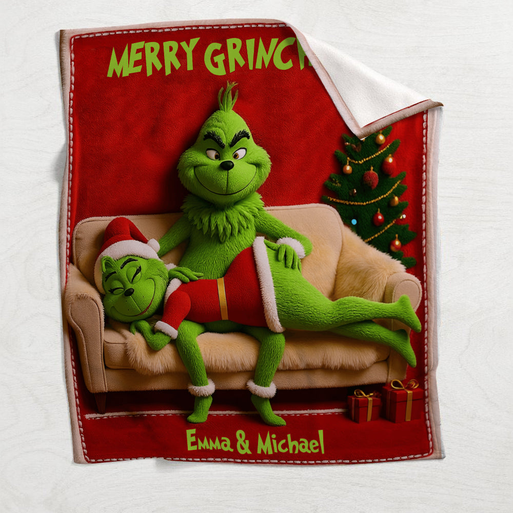 Personalized Merry Grinchmas Blanket Custom Gift for Couple Blanket GradoCreations