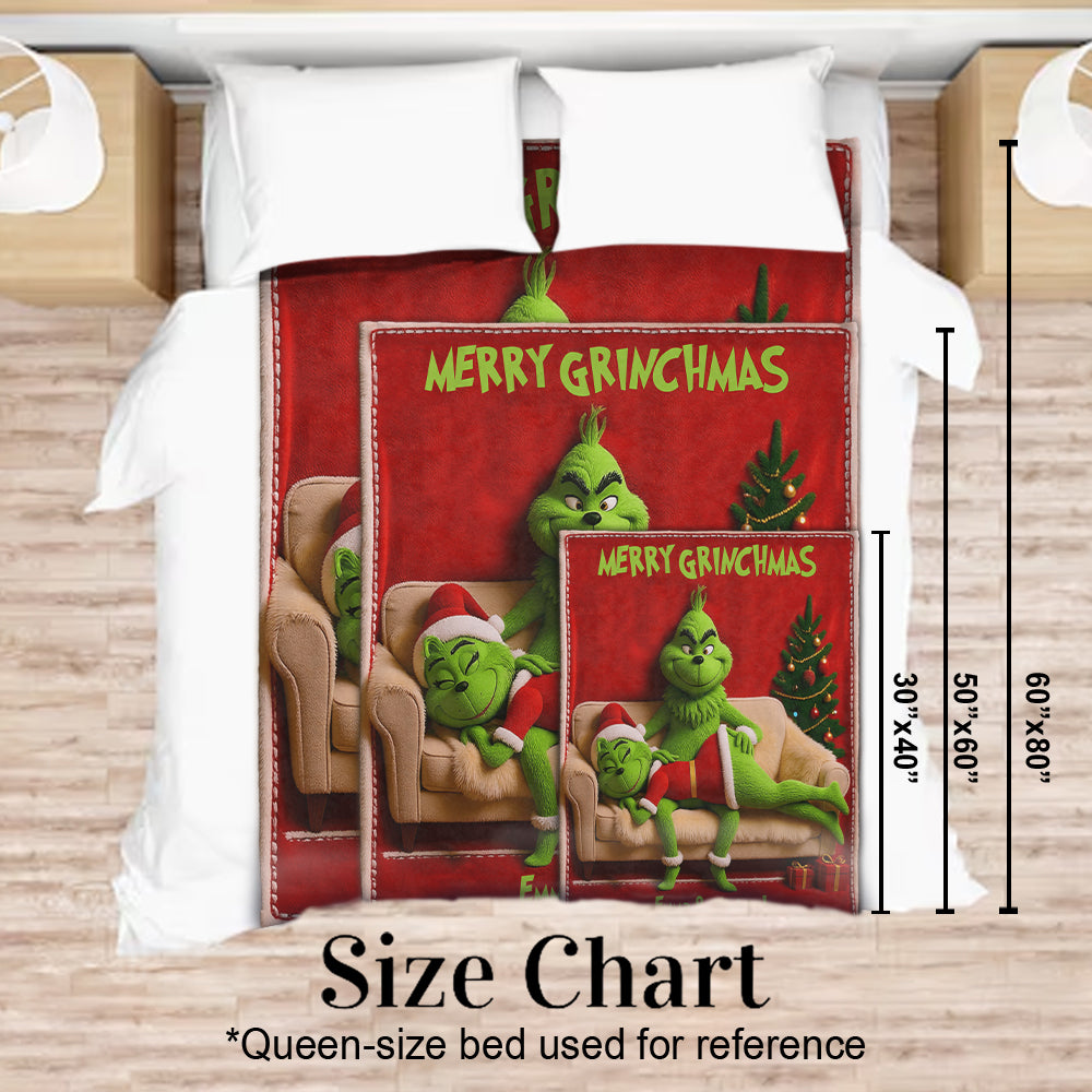 Personalized Merry Grinchmas Blanket Custom Gift for Couple Blanket GradoCreations