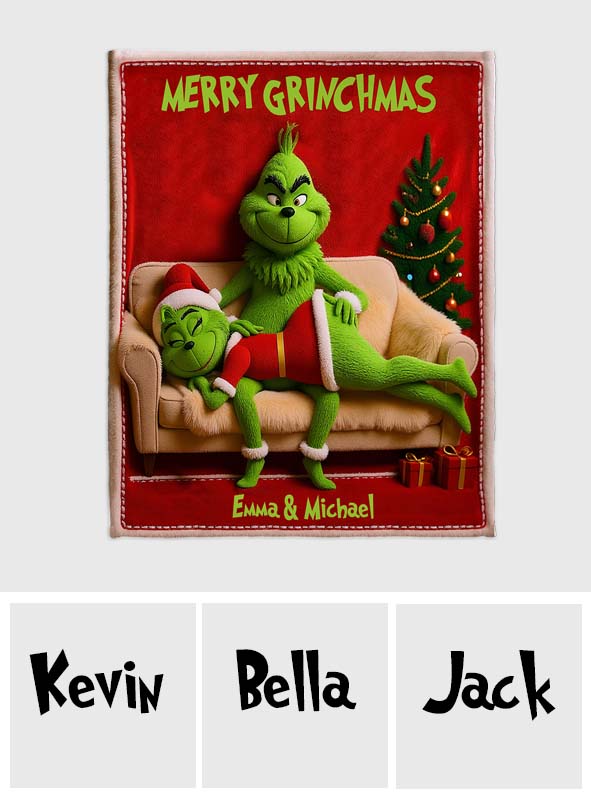 Personalized Merry Grinchmas Blanket Custom Gift for Couple Blanket GradoCreations