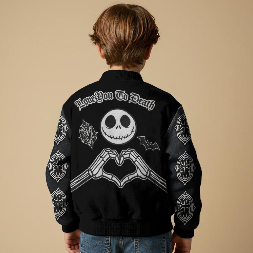 Personalized Black Varsity Jacket Custom Couple Gift Love You To Death Varsity Jacket GradoCreations