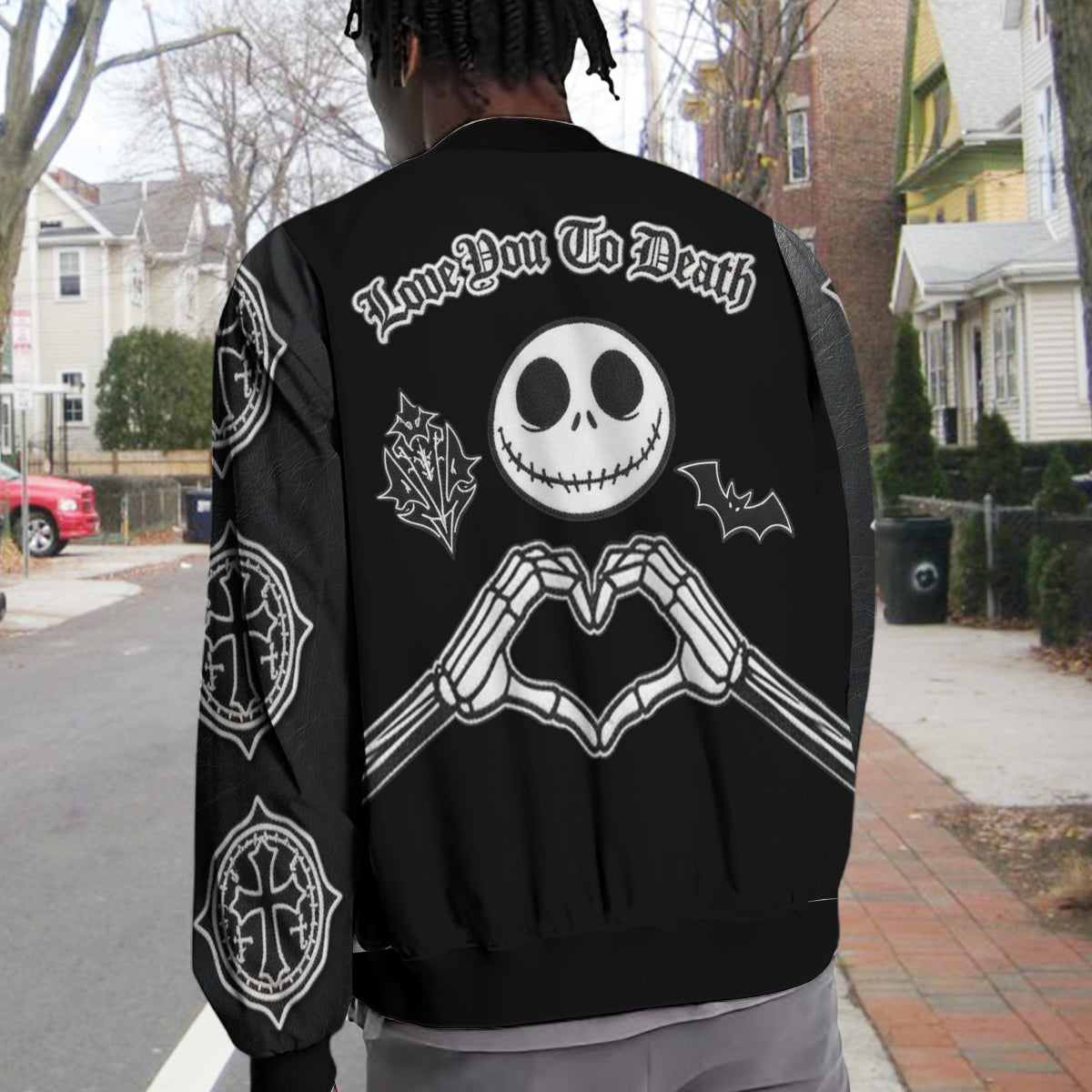 Personalized Black Varsity Jacket Custom Couple Gift Love You To Death Varsity Jacket GradoCreations
