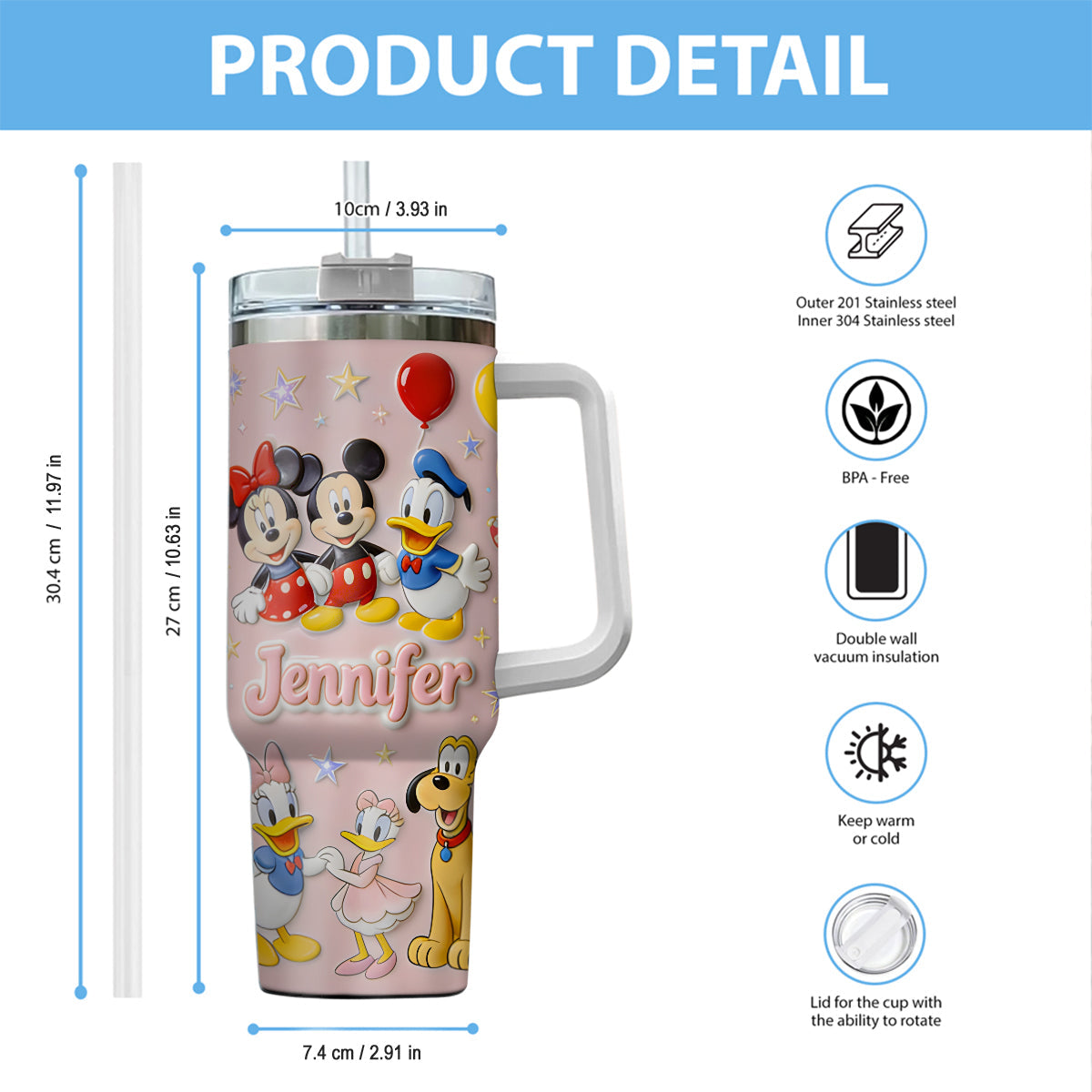 Personalized 3D Mouse Tumbler with Handle Custom Gift for Kids Tumbler With Handle GradoCreations