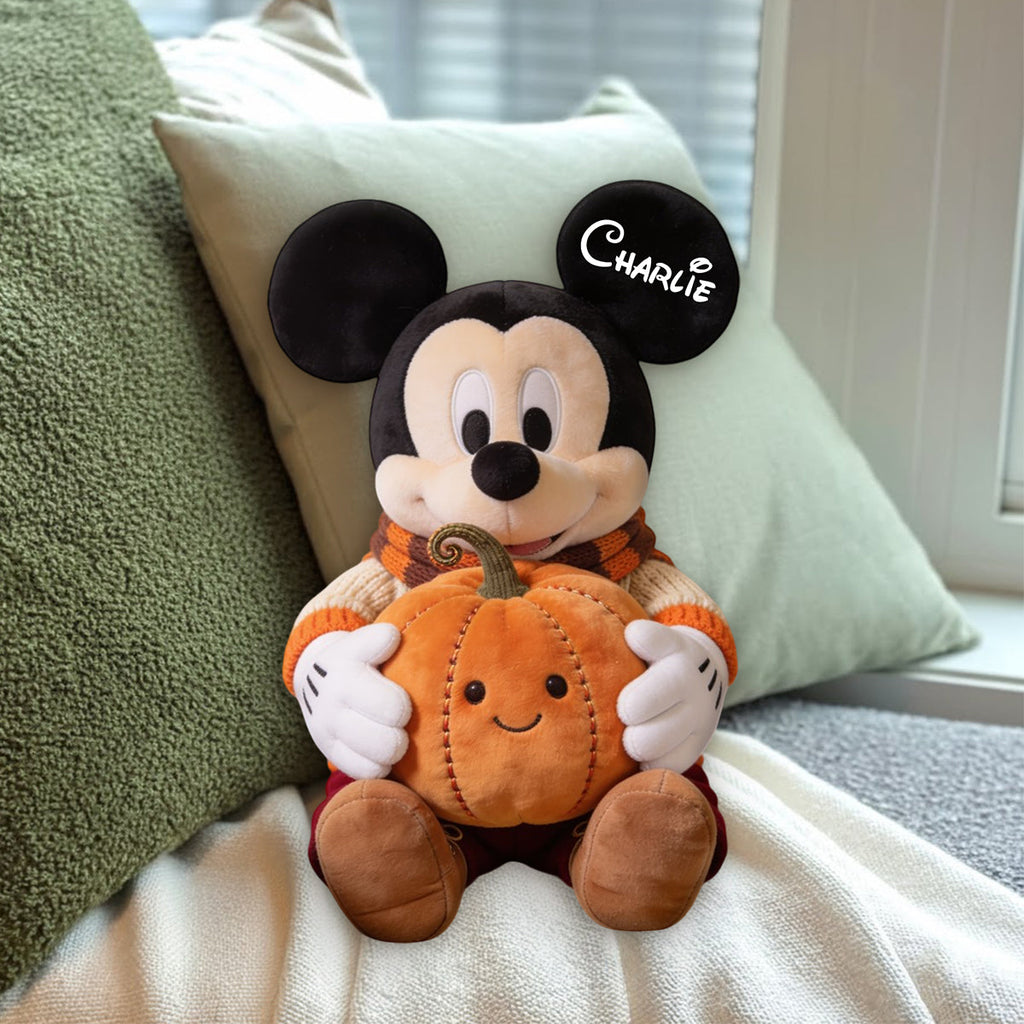 Personalized Autumn Pumpkin Mouse Faux Fur Pillow Custom Gift Premium Faux Fur Pillow GradoCreations
