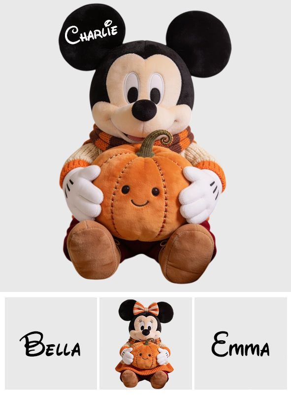 Personalized Autumn Pumpkin Mouse Faux Fur Pillow Custom Gift Premium Faux Fur Pillow GradoCreations