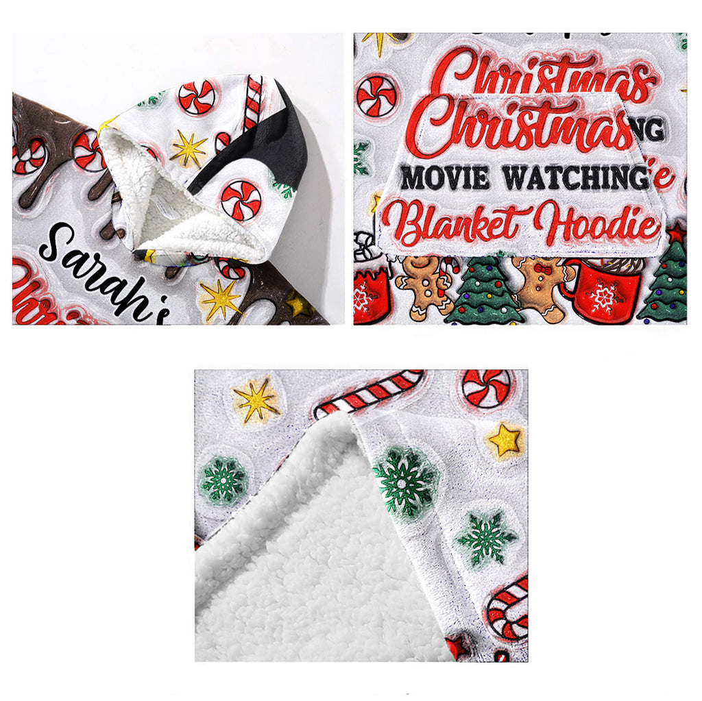 Personalized Christmas Movie Watching Blanket Hoodie Gift Blanket Hoodie GradoCreations