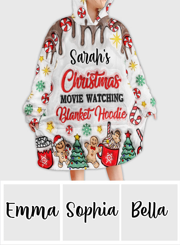 Personalized Christmas Movie Watching Blanket Hoodie Gift Blanket Hoodie GradoCreations