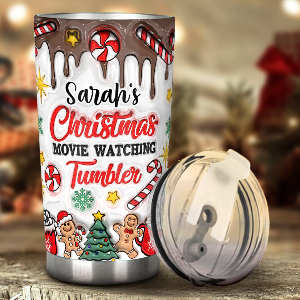 Personalized Christmas Movie Watching Tumbler Custom Name Gift Tumbler GradoCreations