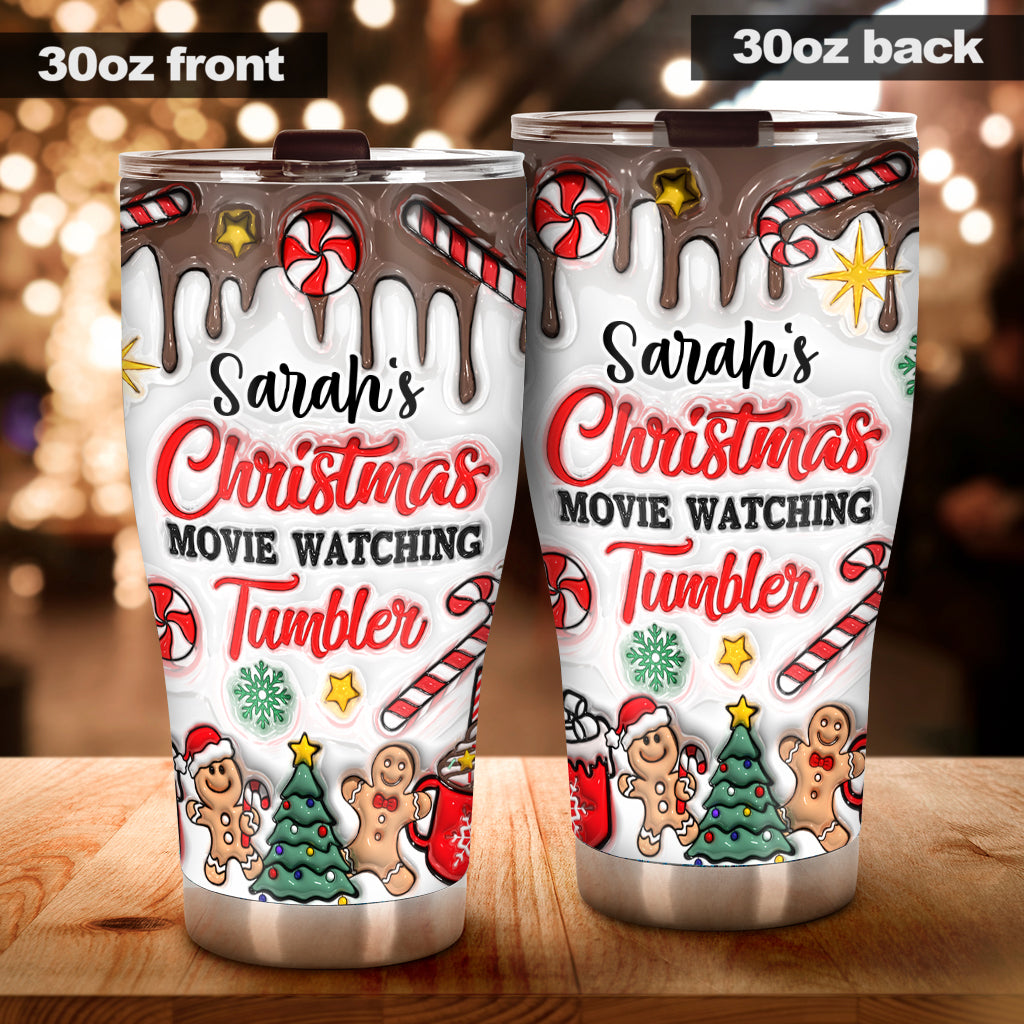 Personalized Christmas Movie Watching Tumbler Custom Name Gift Tumbler GradoCreations