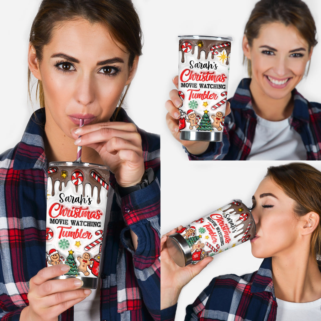 Personalized Christmas Movie Watching Tumbler Custom Name Gift Tumbler GradoCreations
