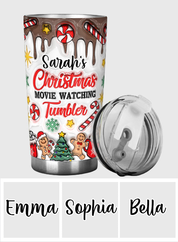 Personalized Christmas Movie Watching Tumbler Custom Name Gift Tumbler GradoCreations