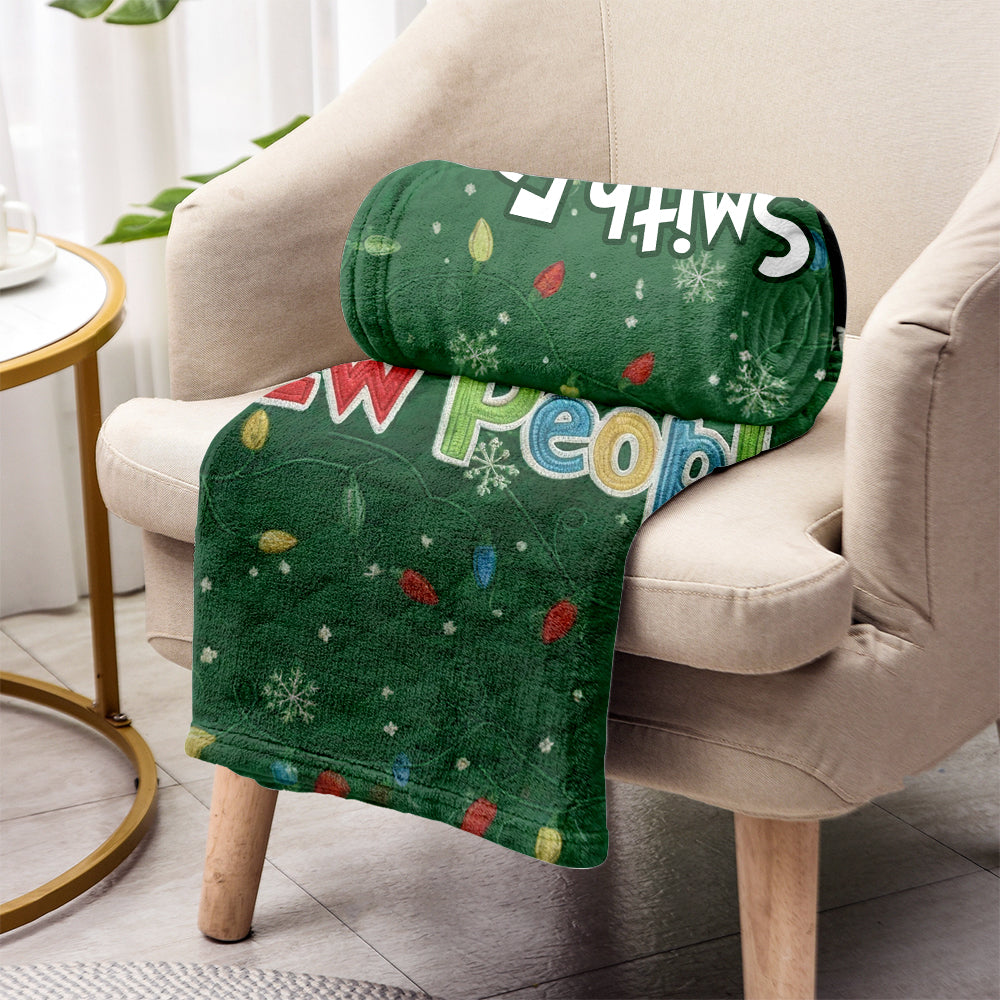 Personalized Grinch Christmas Blanket Custom Family Name Gift Blanket GradoCreations