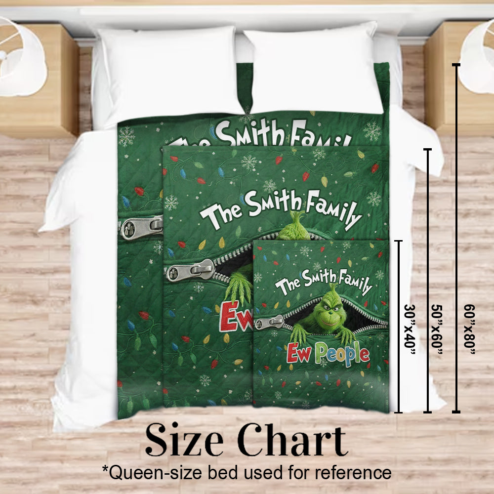Personalized Grinch Christmas Blanket Custom Family Name Gift Blanket GradoCreations