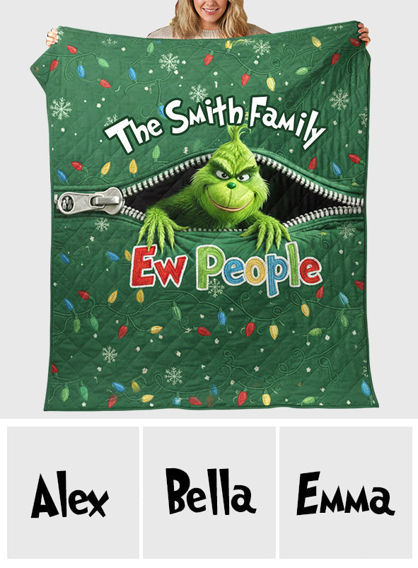 Personalized Grinch Christmas Blanket Custom Family Name Gift Blanket GradoCreations