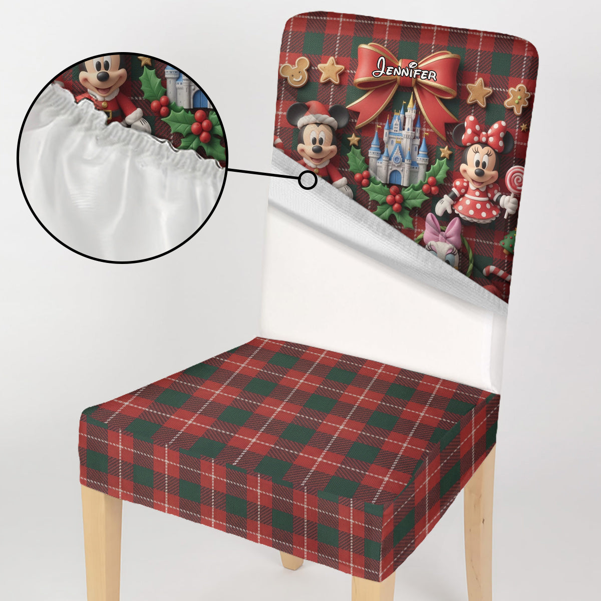 Personalized Christmas Chair Cover Set with Mickey & Friends Chair Cover Set GradoCreations