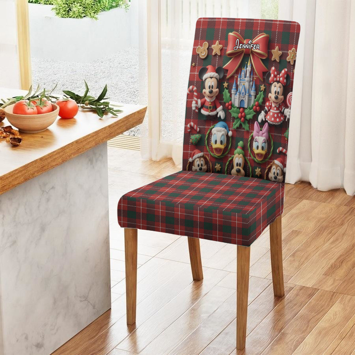 Personalized Christmas Chair Cover Set with Mickey & Friends Chair Cover Set GradoCreations