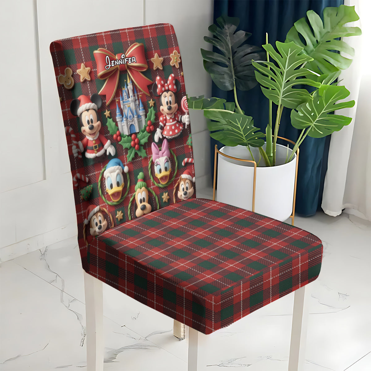 Personalized Christmas Chair Cover Set with Mickey & Friends Chair Cover Set GradoCreations