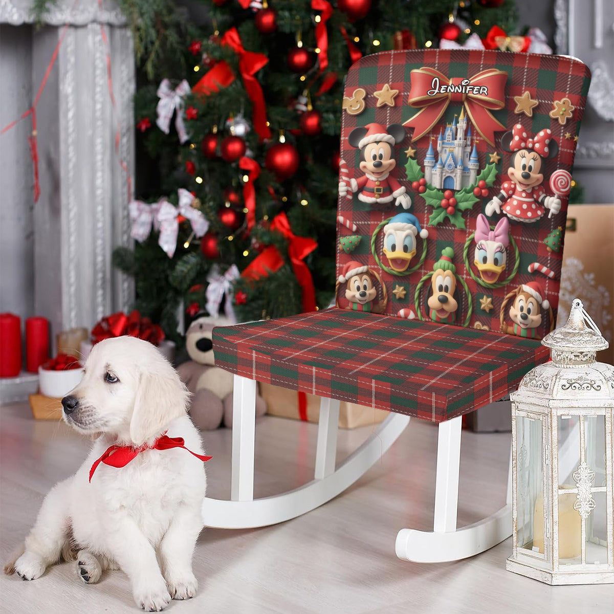 Personalized Christmas Chair Cover Set with Mickey & Friends Chair Cover Set GradoCreations