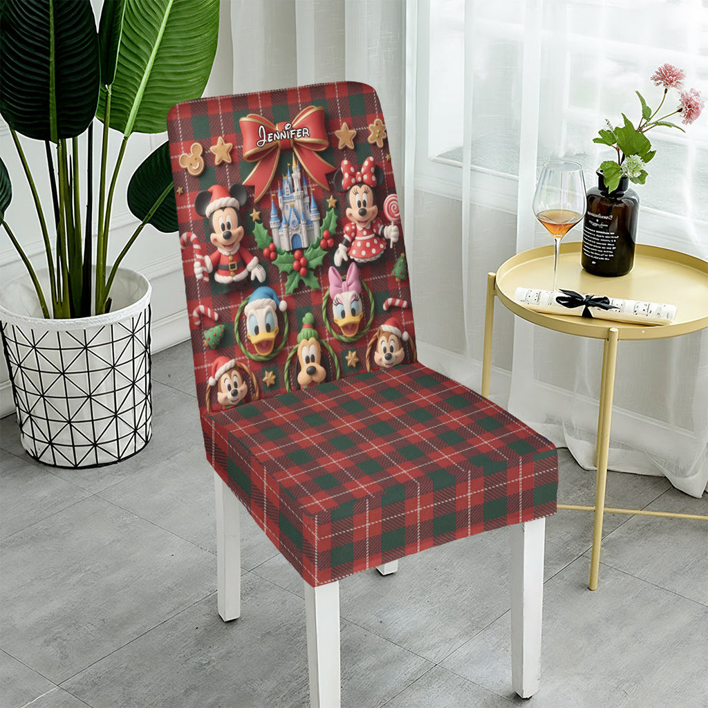 Personalized Christmas Chair Cover Set with Mickey & Friends Chair Cover Set GradoCreations