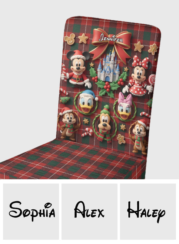 Personalized Christmas Chair Cover Set with Mickey & Friends Chair Cover Set GradoCreations