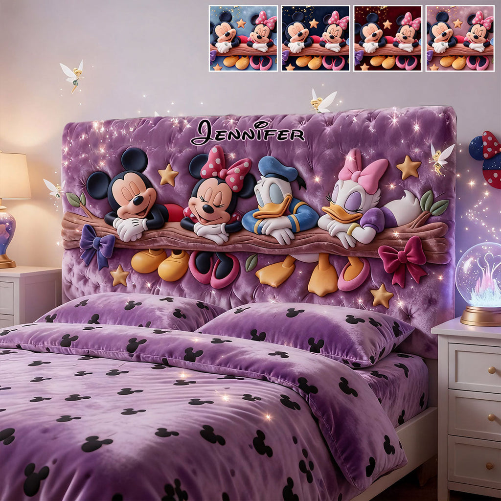 Personalized Cartoon Mouse Headboard Slipcover Custom Name Kids Bedroom Decor Headboard Slipcover GradoCreations