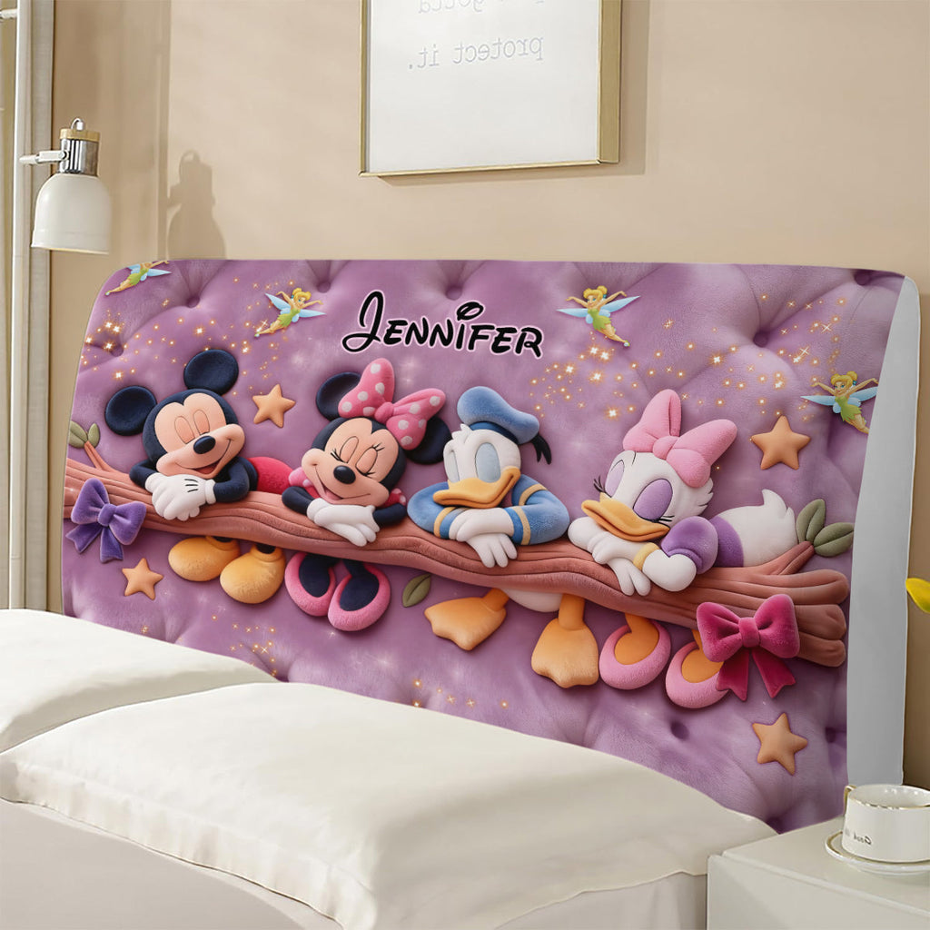 Personalized Cartoon Mouse Headboard Slipcover Custom Name Kids Bedroom Decor Headboard Slipcover GradoCreations