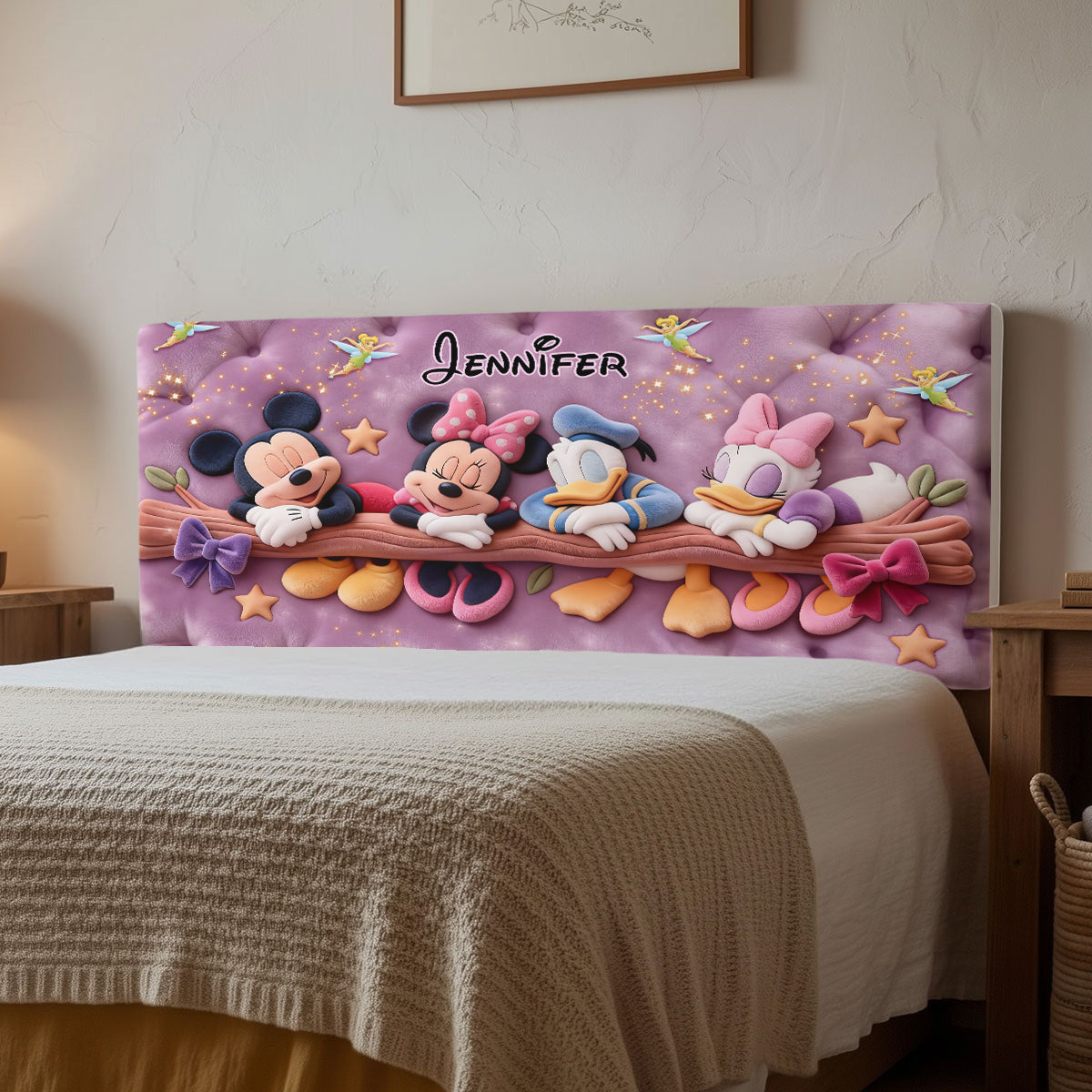 Personalized Cartoon Mouse Headboard Slipcover Custom Name Kids Bedroom Decor Headboard Slipcover GradoCreations