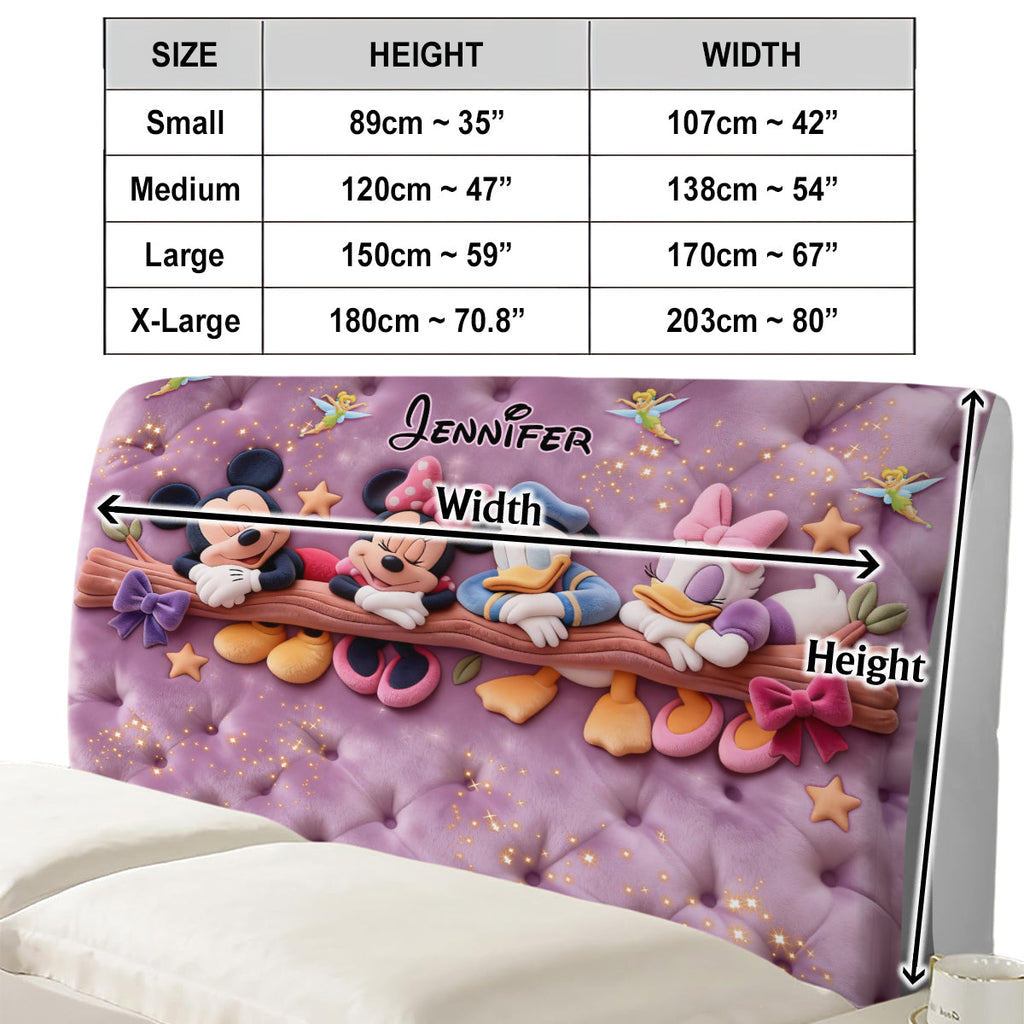 Personalized Cartoon Mouse Headboard Slipcover Custom Name Kids Bedroom Decor Headboard Slipcover GradoCreations