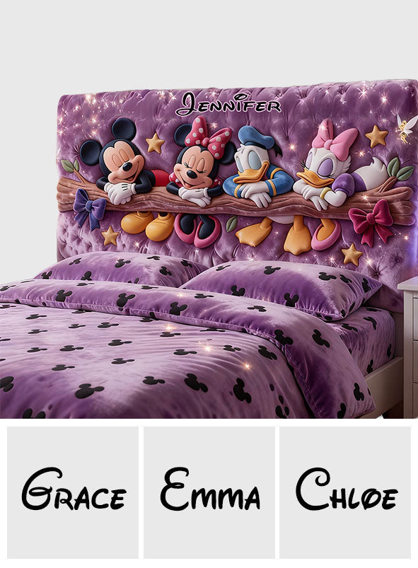 Personalized Cartoon Mouse Headboard Slipcover Custom Name Kids Bedroom Decor Headboard Slipcover GradoCreations