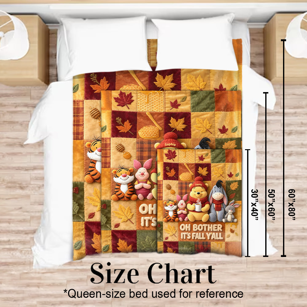 Personalized Autumn Vibes Bear Blanket Gift for Kids Blanket GradoCreations