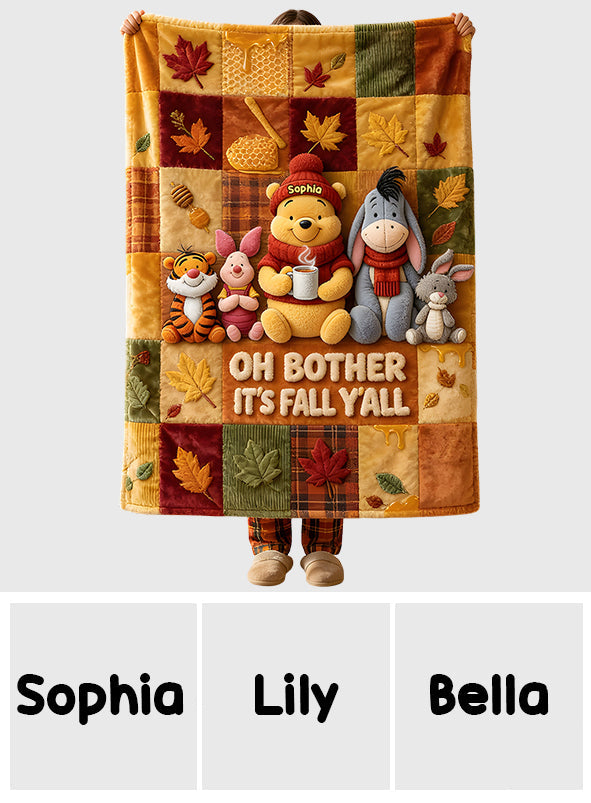 Personalized Autumn Vibes Bear Blanket Gift for Kids Blanket GradoCreations