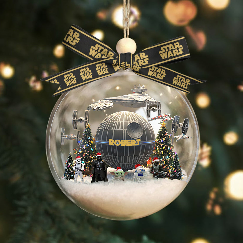 Personalized Star Wars Snow Globe Ornament with Bow for Christmas Snow Globe Ornament With Bow GradoCreations