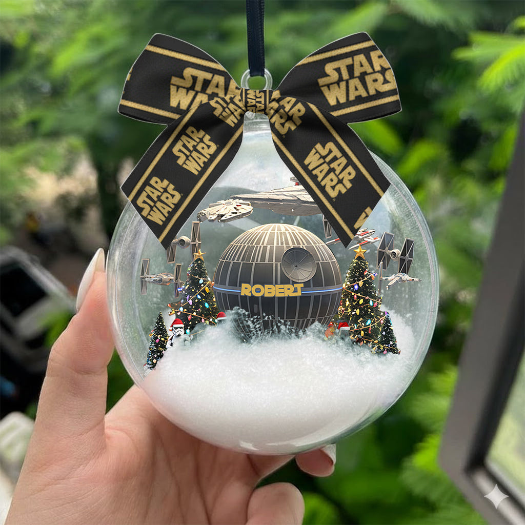 Personalized Star Wars Snow Globe Ornament with Bow for Christmas Snow Globe Ornament With Bow GradoCreations