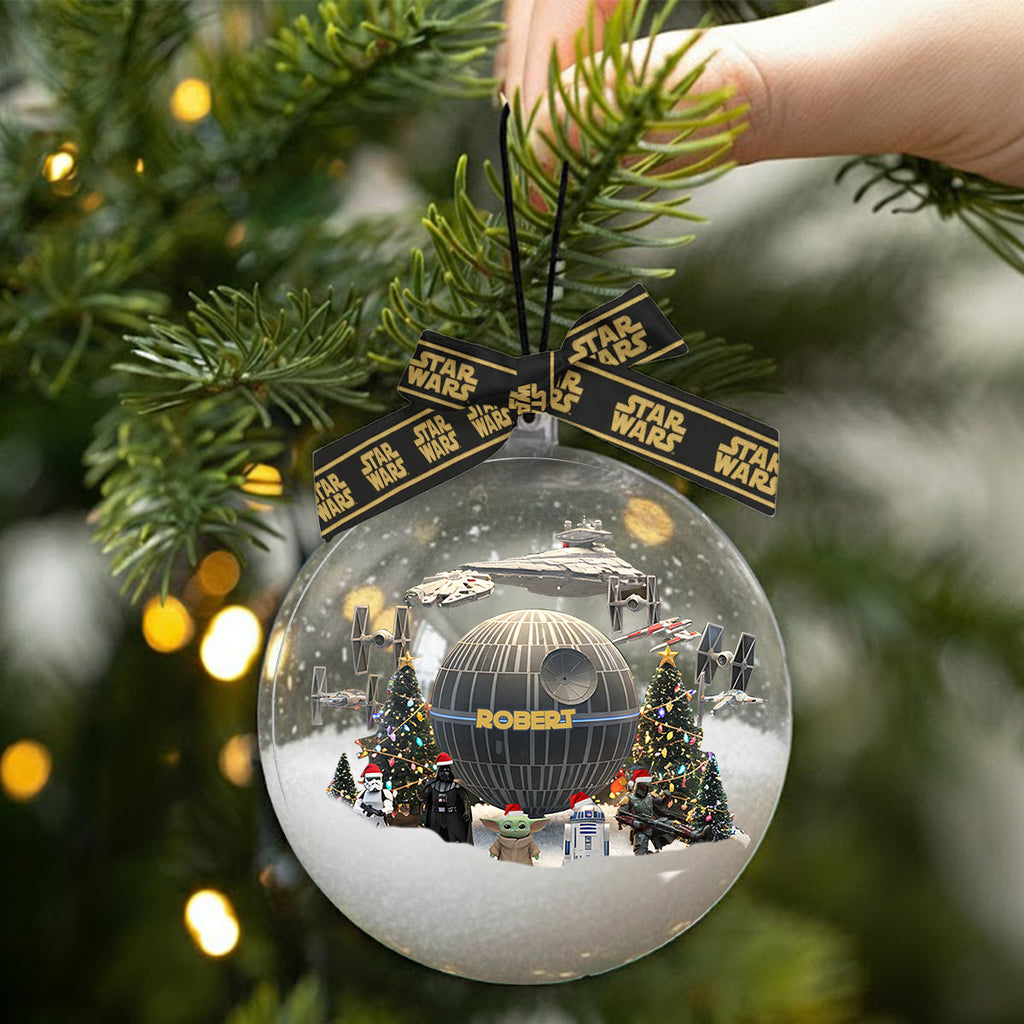 Personalized Star Wars Snow Globe Ornament with Bow for Christmas Snow Globe Ornament With Bow GradoCreations