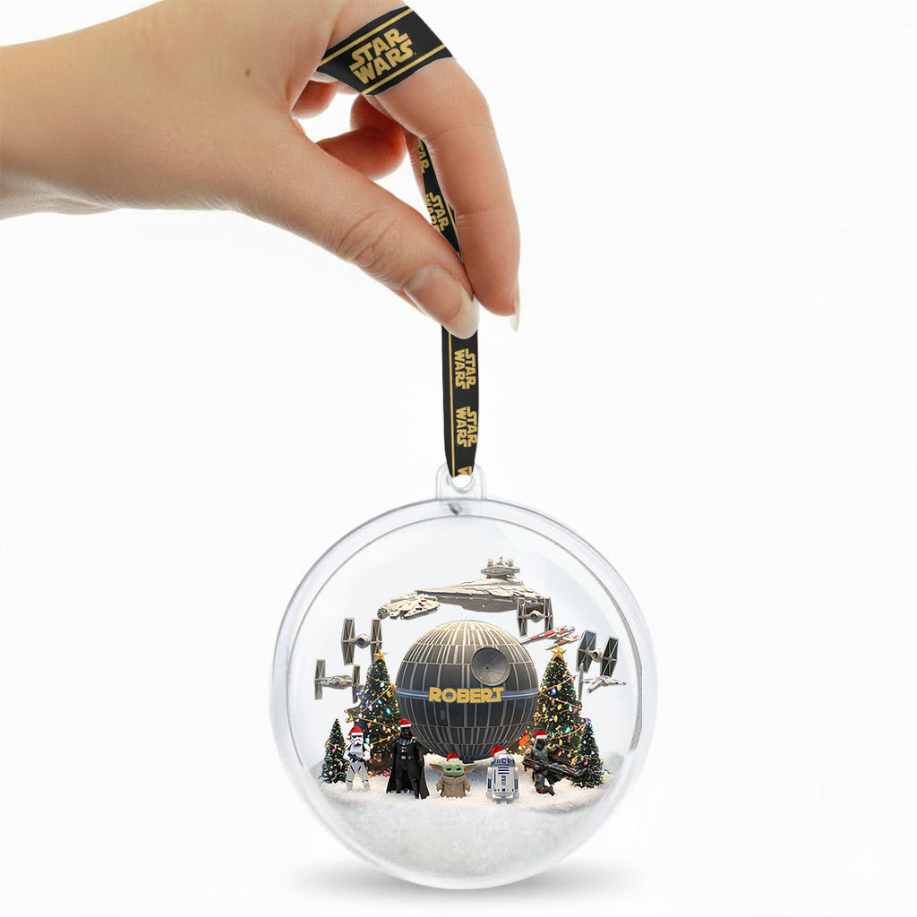 Personalized Star Wars Snow Globe Ornament with Bow for Christmas Snow Globe Ornament With Bow GradoCreations