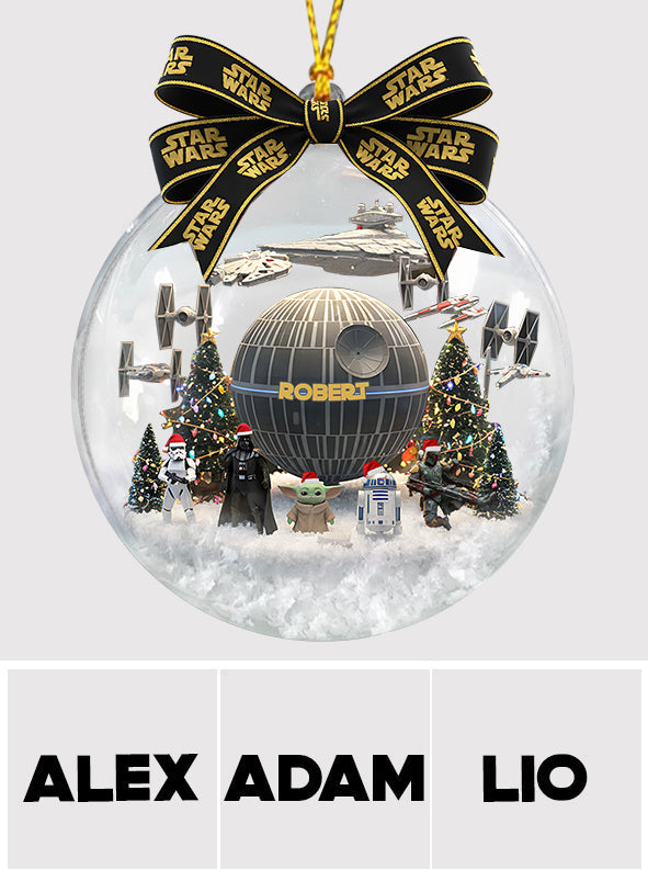 Personalized Star Wars Snow Globe Ornament with Bow for Christmas Snow Globe Ornament With Bow GradoCreations